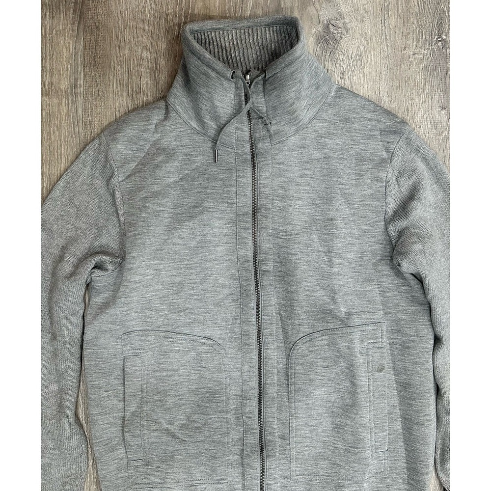 Banana Republic Sweater Mens Large Gray Cardigan Collared Heavy Full Zip Sweater - Picture 9 of 13